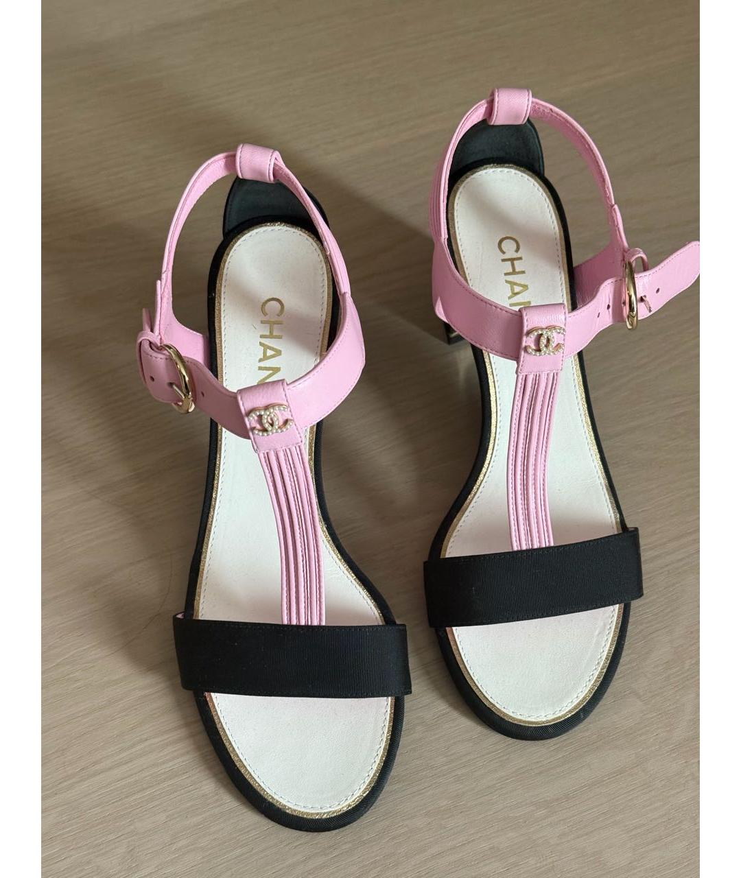 CHANEL Черные кожаные босоножки, фото 2