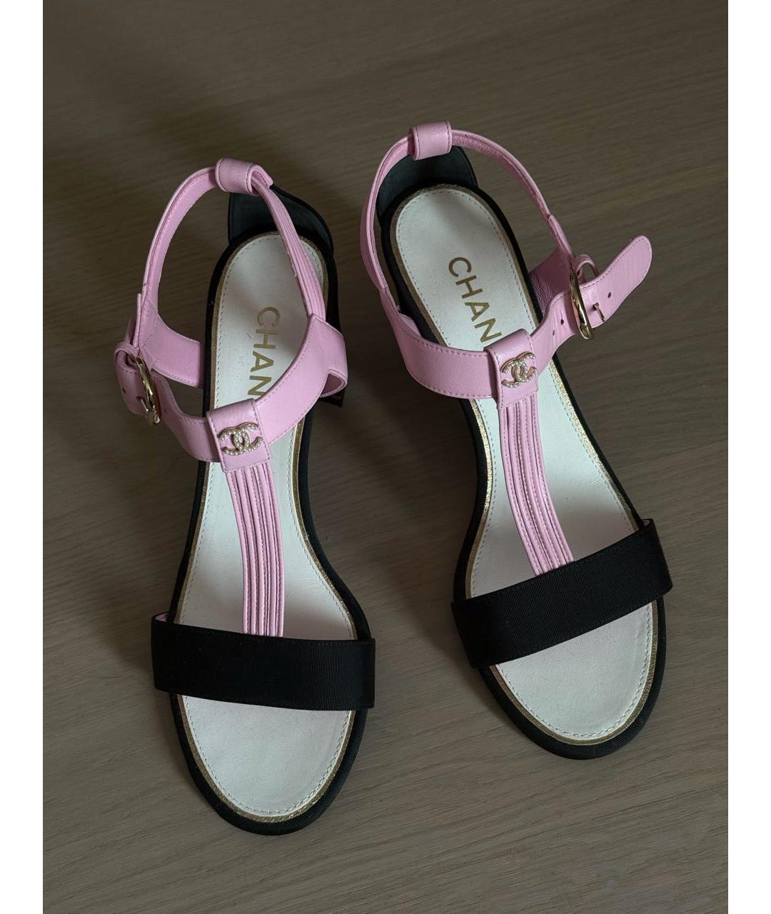 CHANEL Черные кожаные босоножки, фото 6