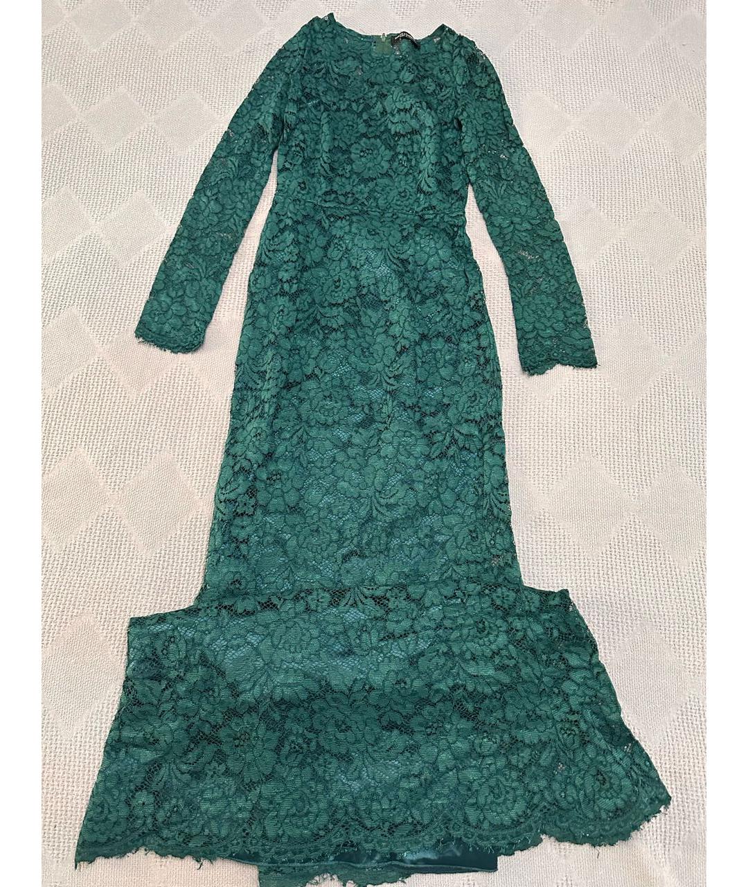 DOLCE&GABBANA Зеленое шелковое вечернее платье, фото 2