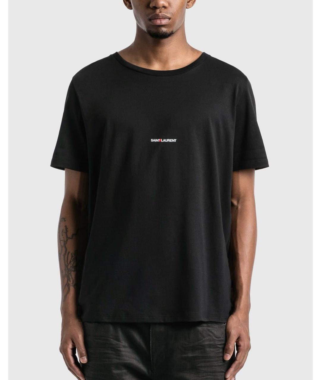 SAINT LAURENT Черная хлопковая футболка, фото 4