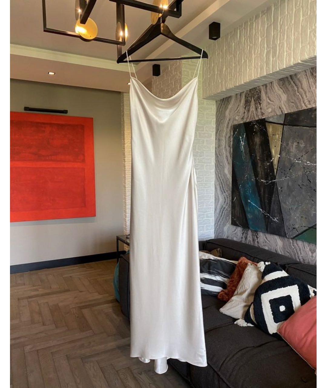 ALICE+OLIVIA Бежевое атласное вечернее платье, фото 2