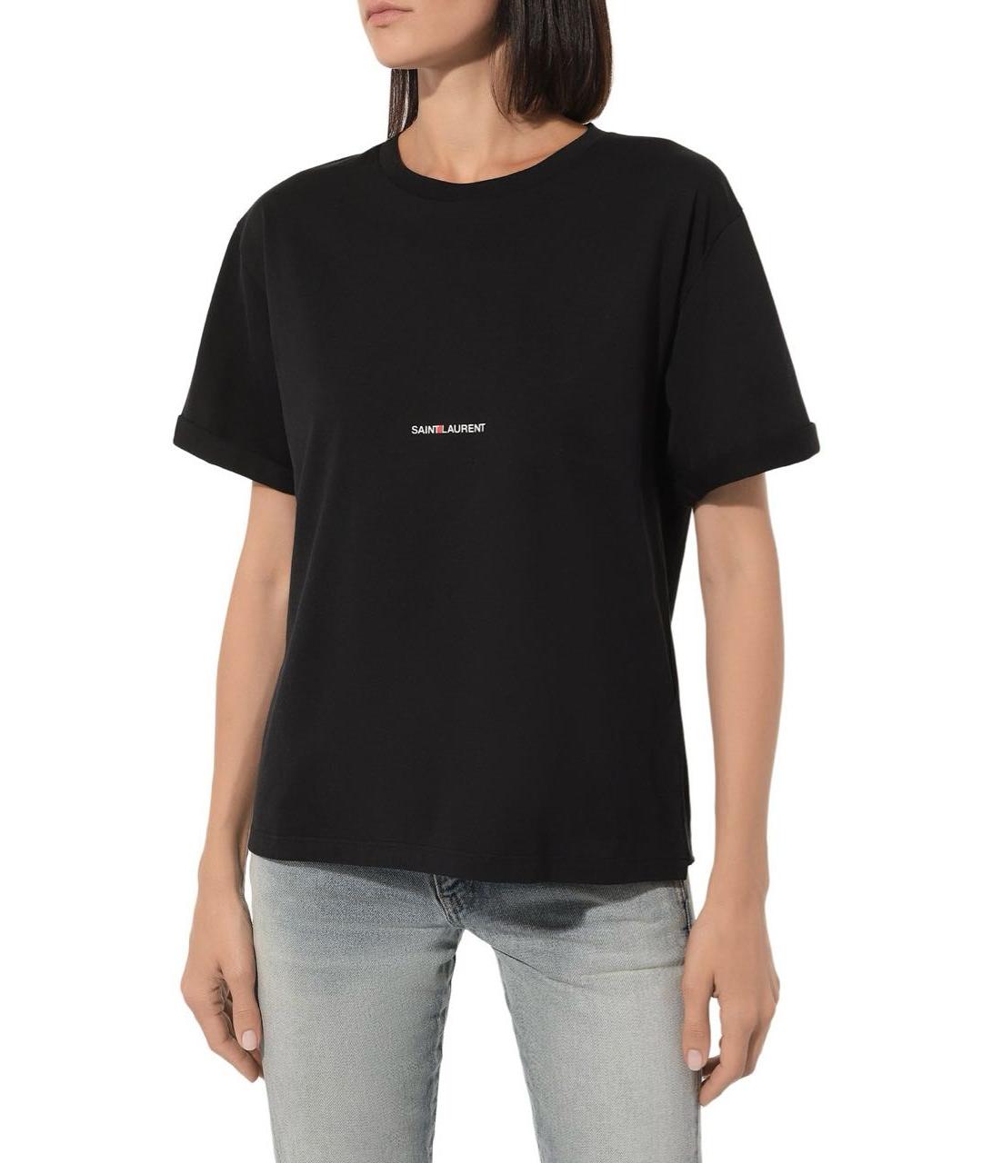 SAINT LAURENT Черная хлопковая футболка, фото 4