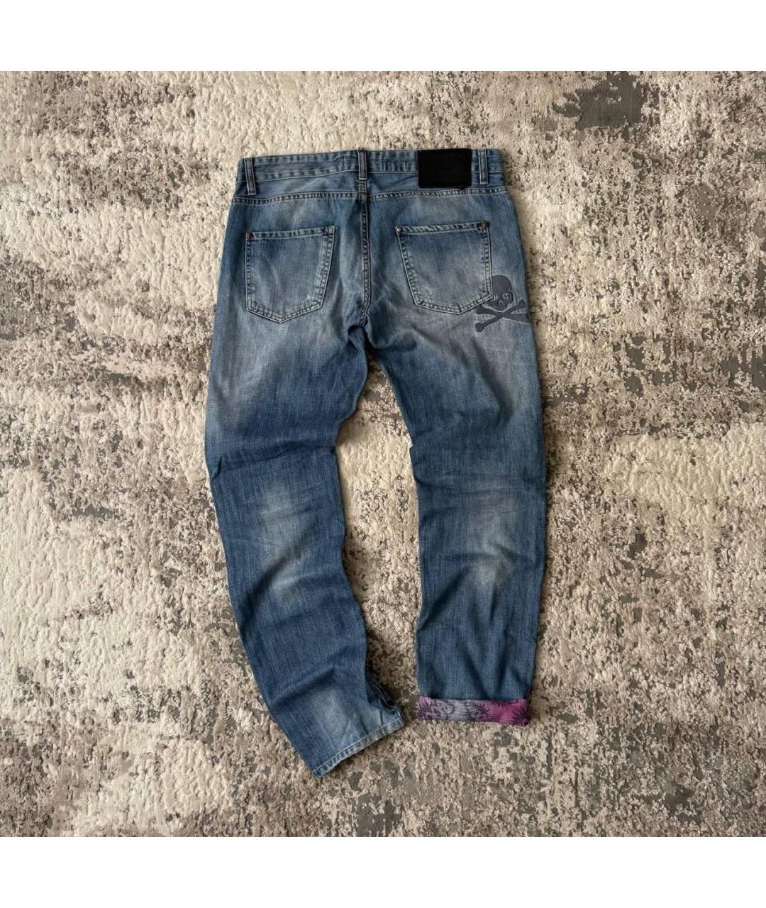 PHILIPP PLEIN Синие хлопковые прямые джинсы, фото 9