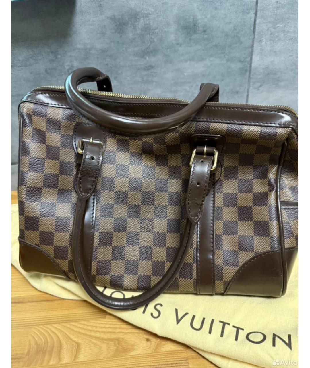 LOUIS VUITTON Коричневая кожаная сумка с короткими ручками, фото 2