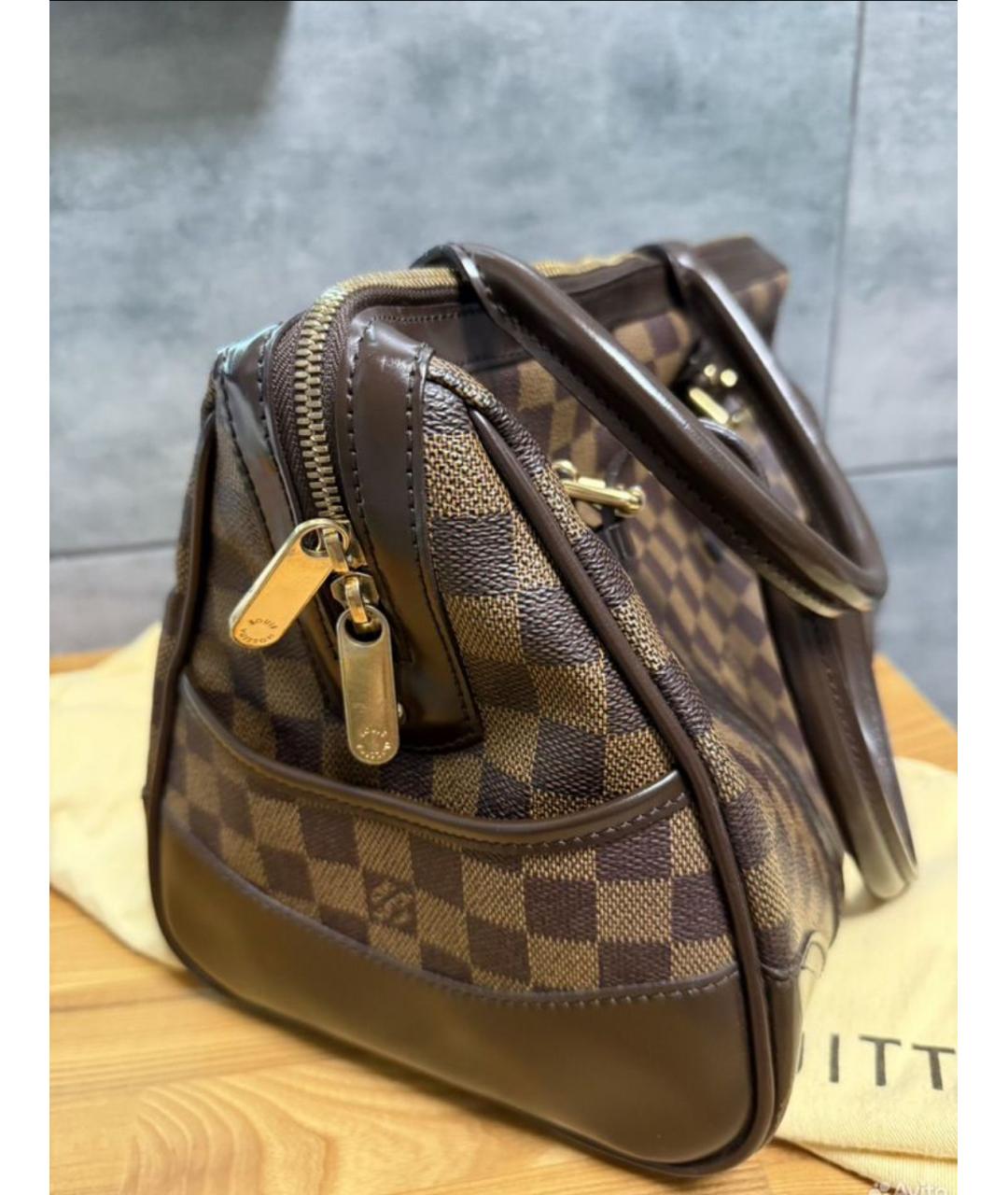 LOUIS VUITTON Коричневая кожаная сумка с короткими ручками, фото 3