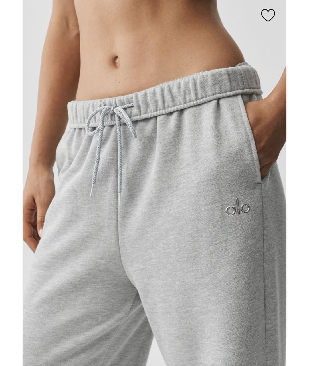 ALO YOGA Серые хлопковые спортивные брюки и шорты, фото 3