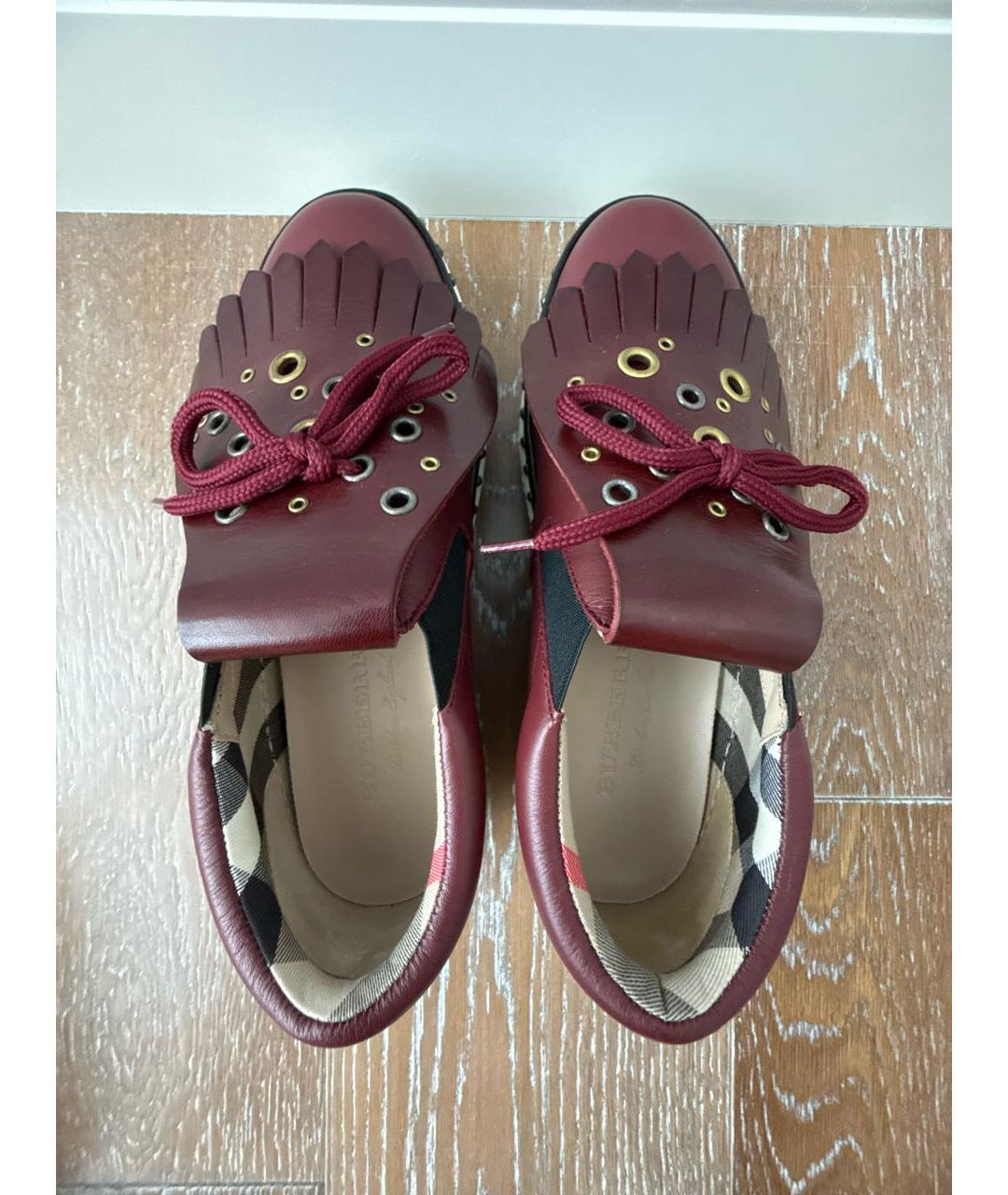 BURBERRY Бордовые кожаные лоферы, фото 3