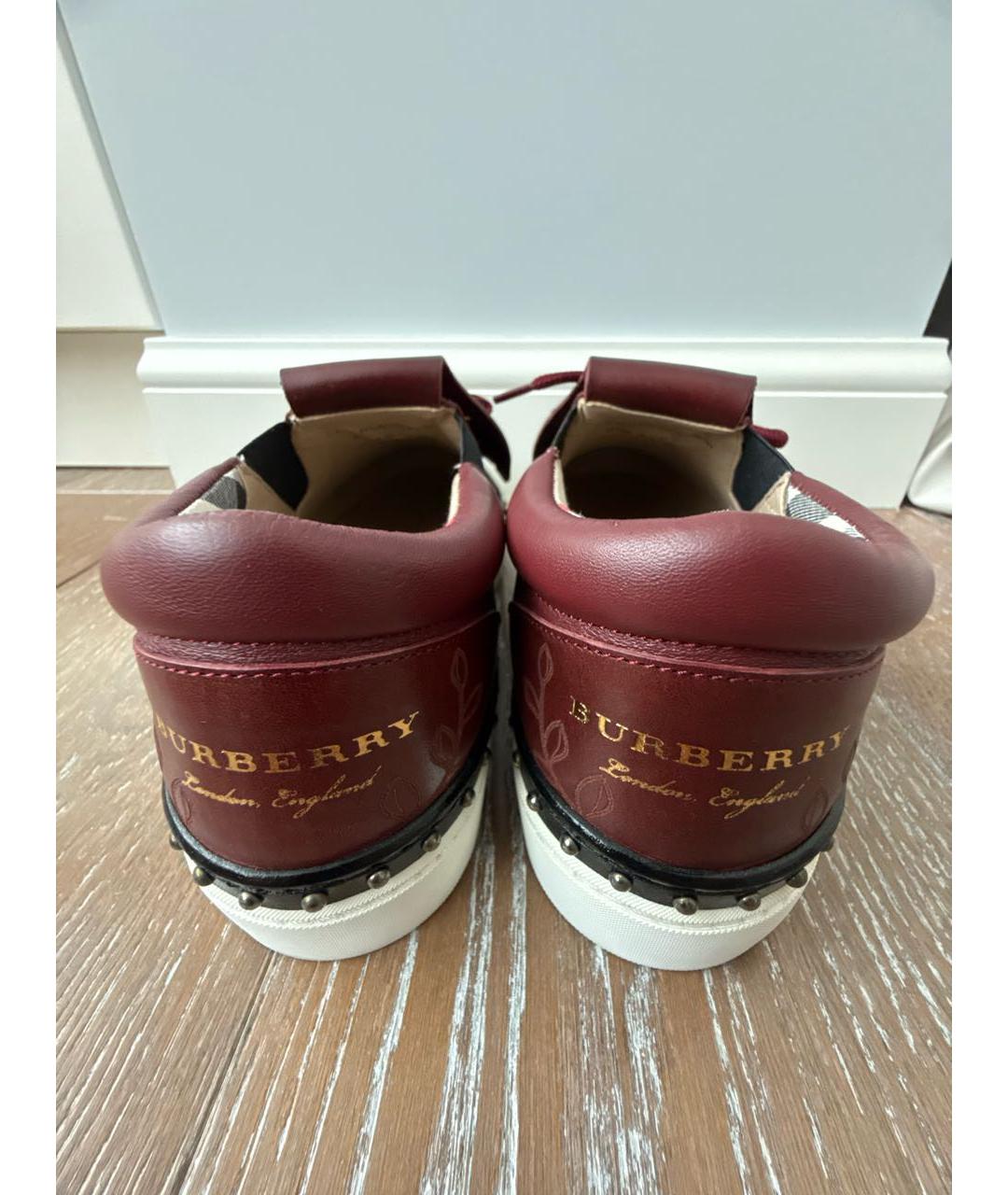 BURBERRY Бордовые кожаные лоферы, фото 4