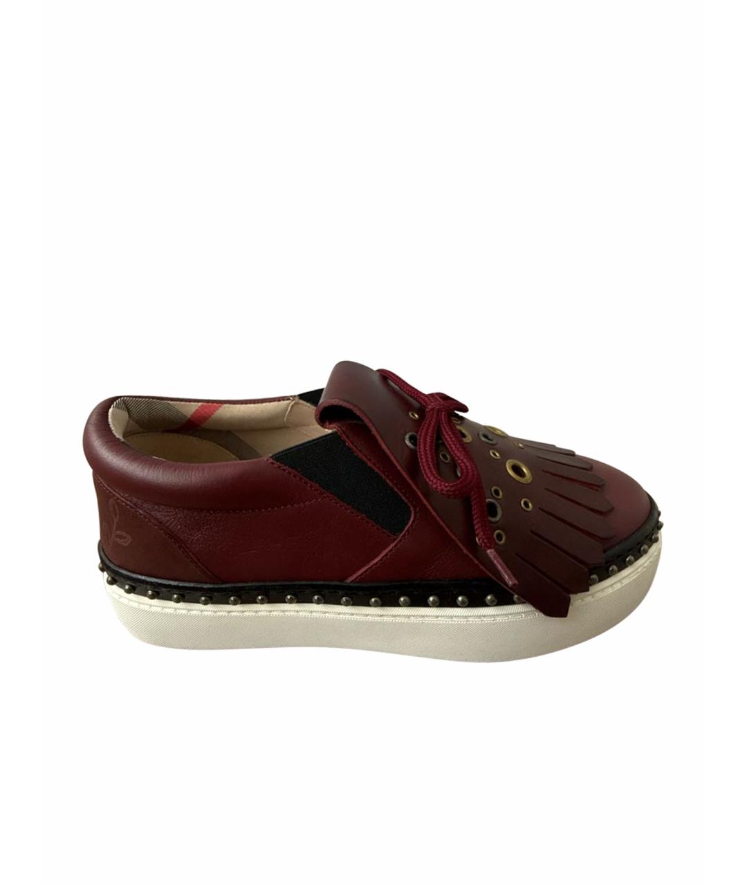 BURBERRY Бордовые кожаные лоферы, фото 5
