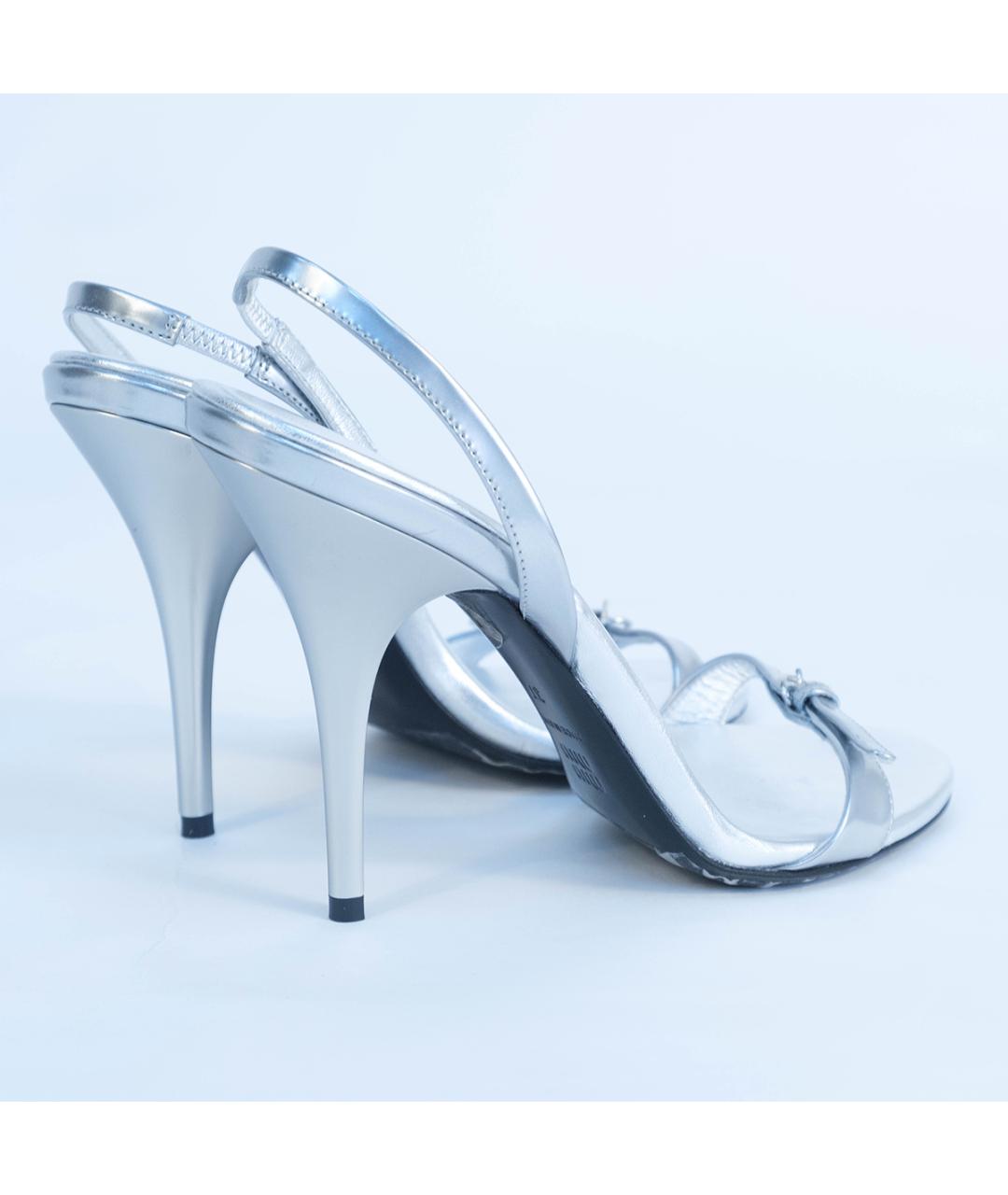 MIU MIU Серебряные кожаные босоножки, фото 6