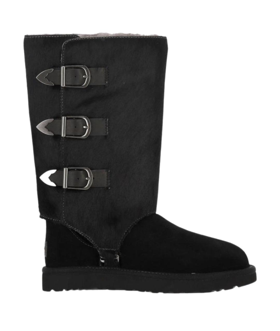 UGG Черные кожаные сапоги, фото 1