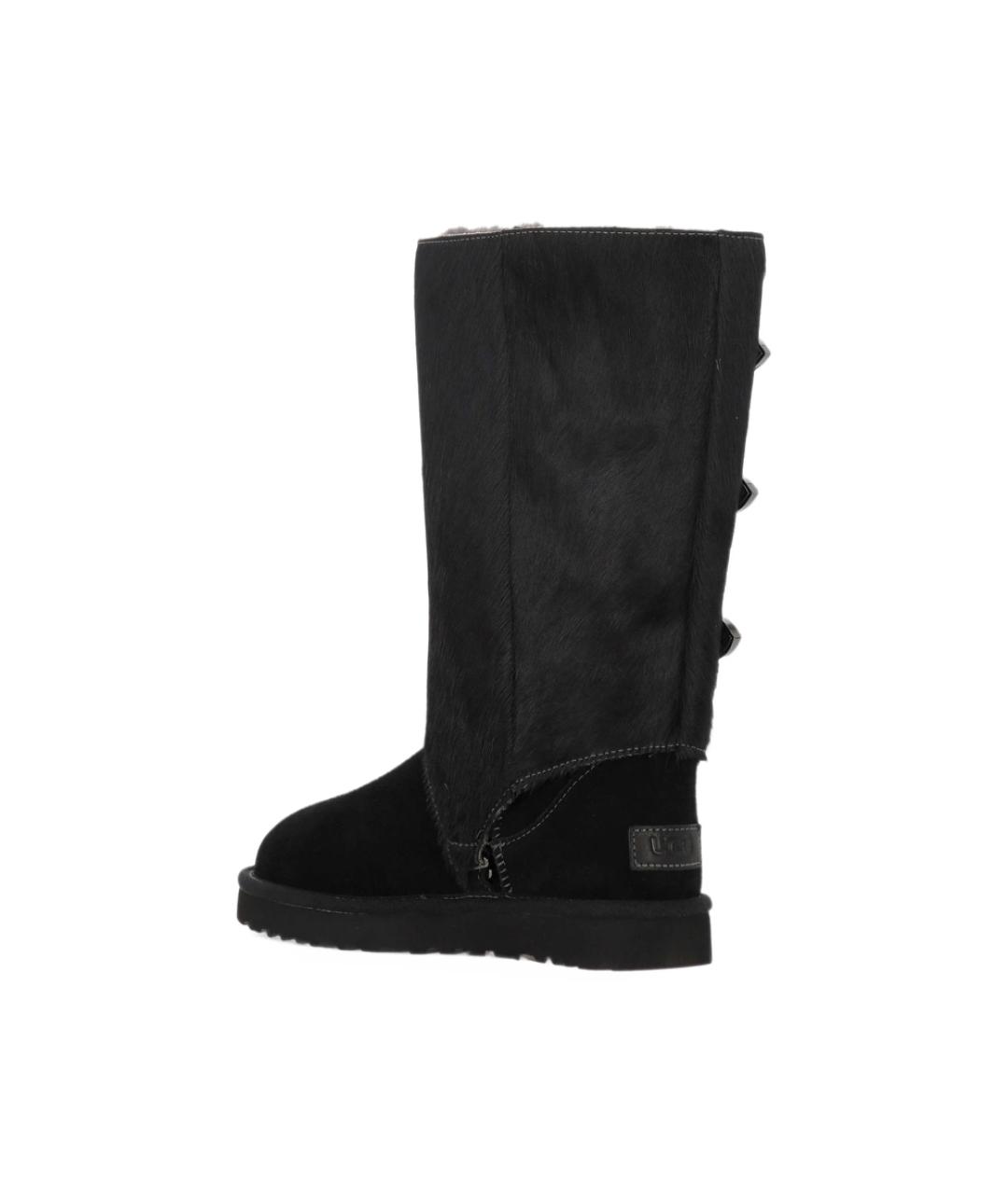 UGG Черные кожаные сапоги, фото 4