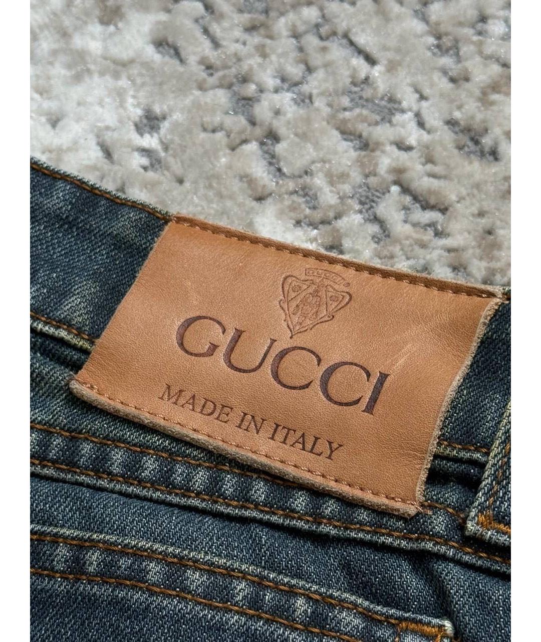 GUCCI Темно-синие хлопковые прямые джинсы, фото 4