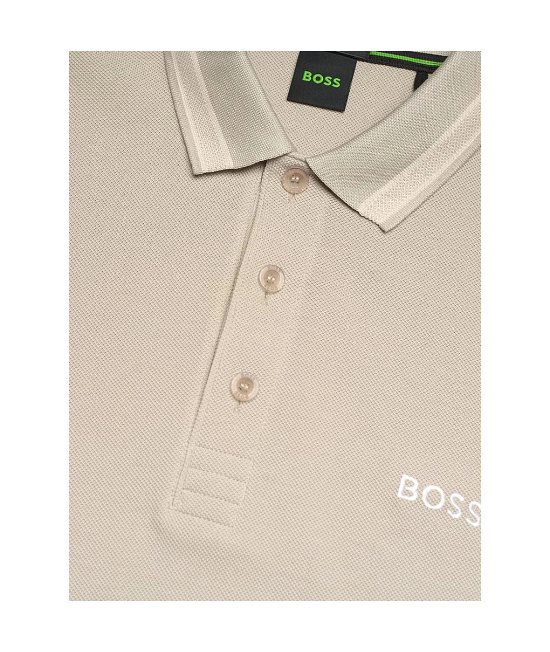 HUGO BOSS Бежевое хлопковое поло с коротким рукавом, фото 3