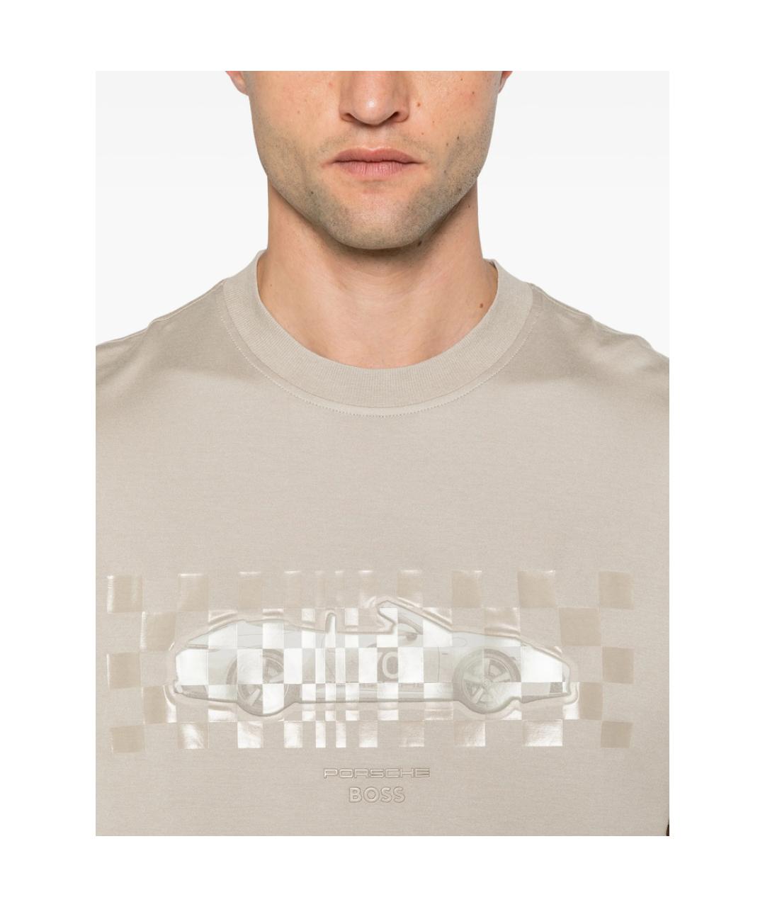 HUGO BOSS Бежевая хлопковая футболка, фото 3