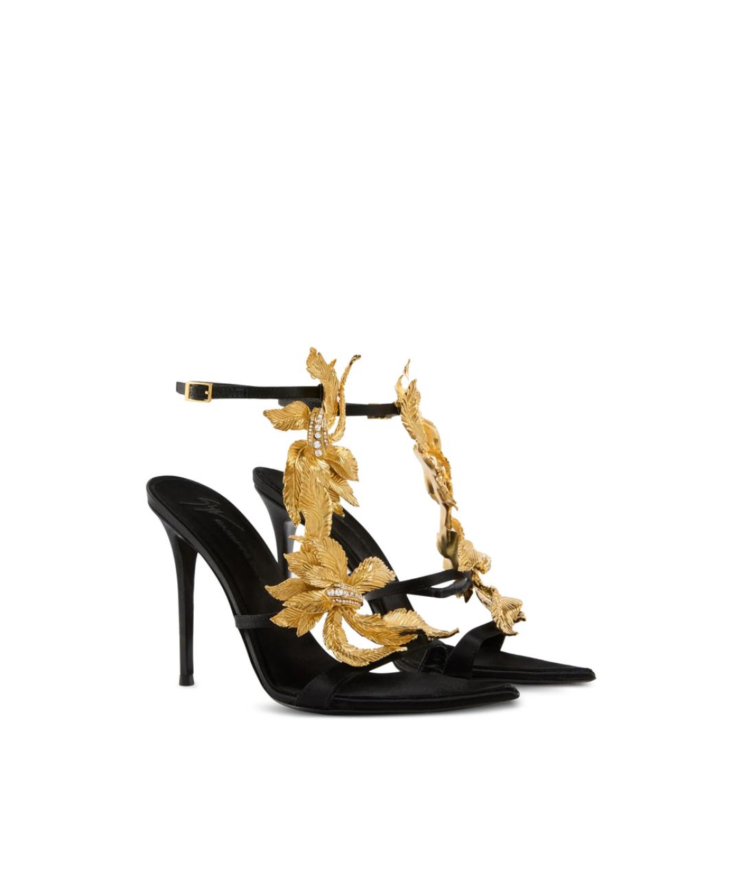 GIUSEPPE ZANOTTI DESIGN Черные кожаные босоножки, фото 4