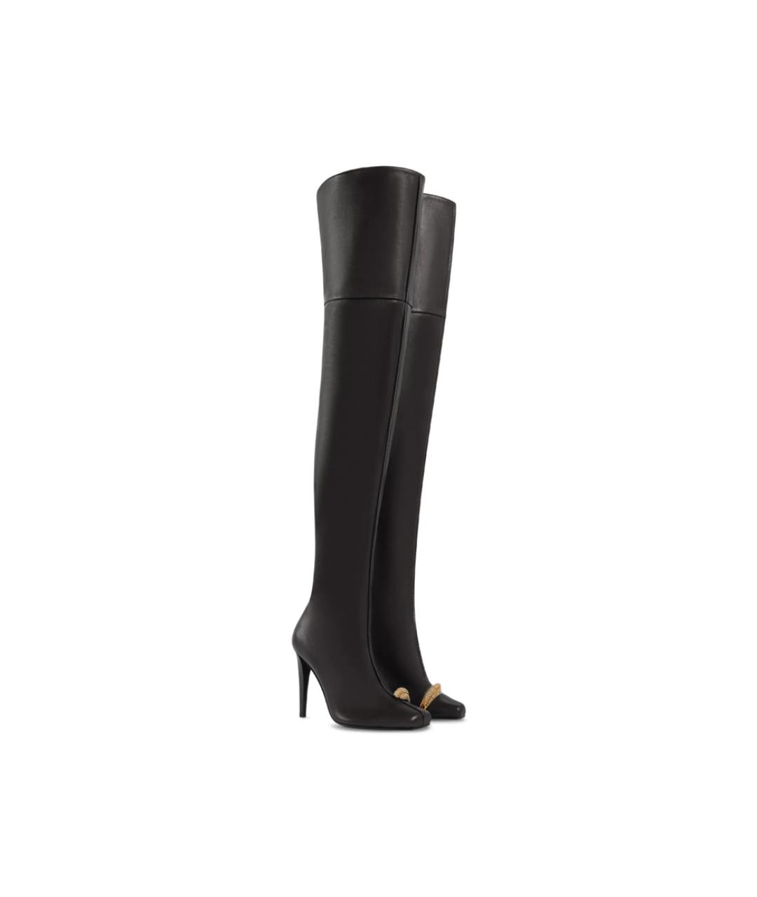 GIUSEPPE ZANOTTI DESIGN Черные кожаные ботфорты, фото 4
