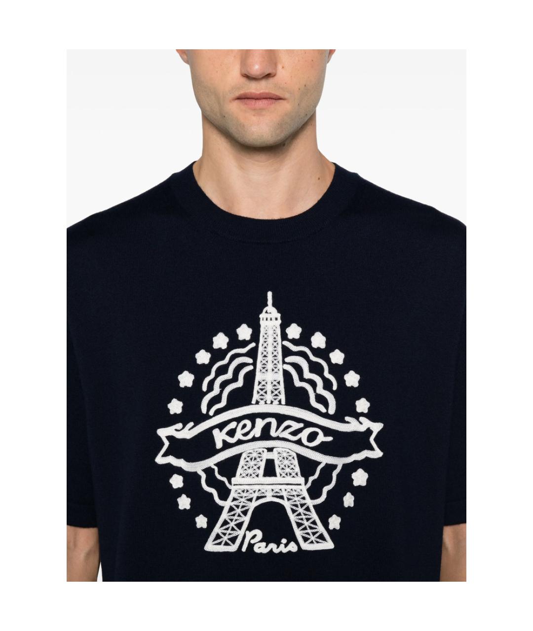 KENZO Синяя шерстяная футболка, фото 2