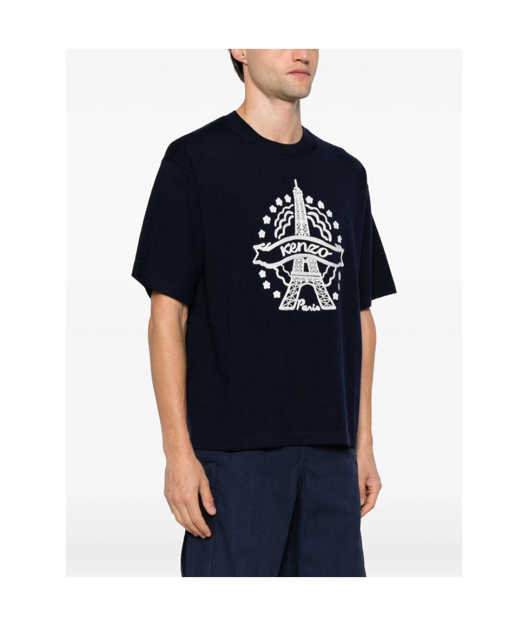 KENZO Синяя шерстяная футболка, фото 3