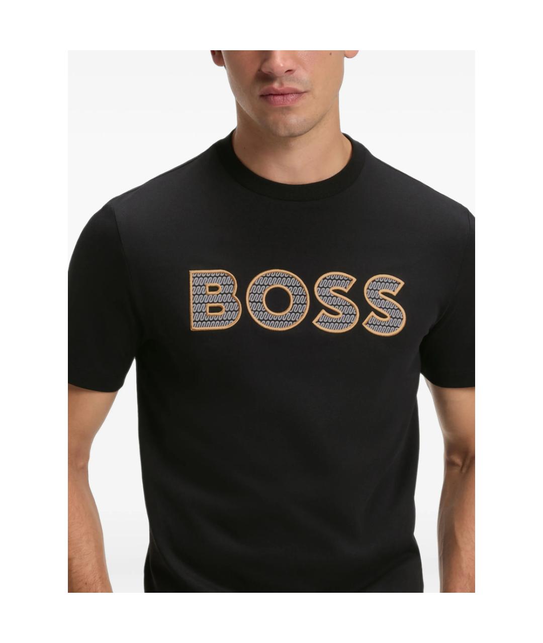 HUGO BOSS Черная хлопковая футболка, фото 2