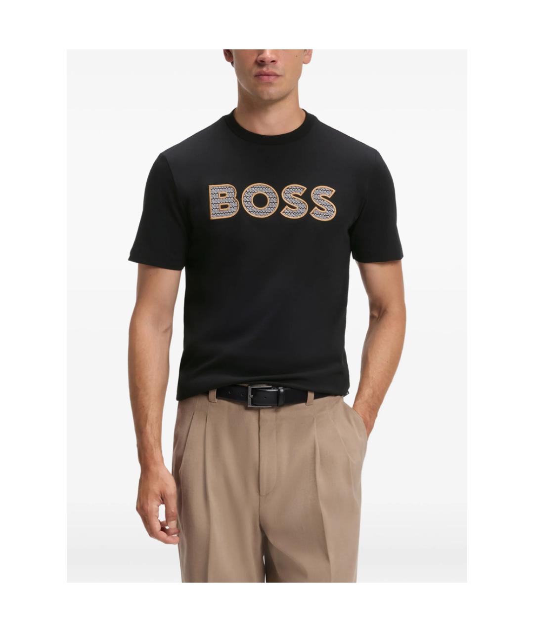 HUGO BOSS Черная хлопковая футболка, фото 3