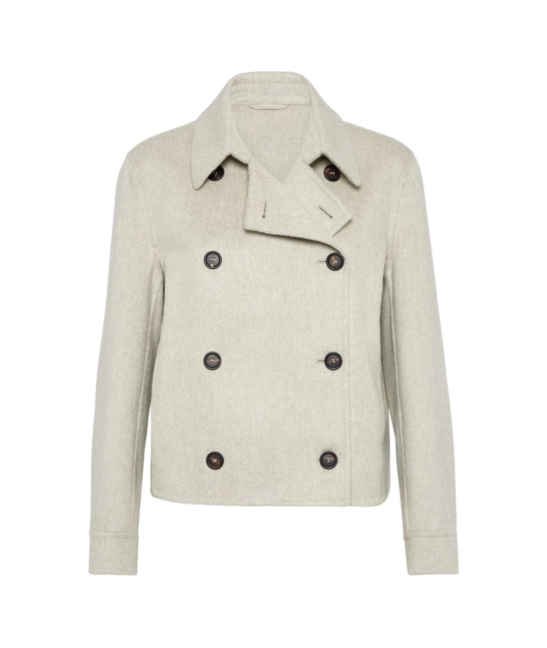 BRUNELLO CUCINELLI Бежевое кашемировое пальто, фото 7