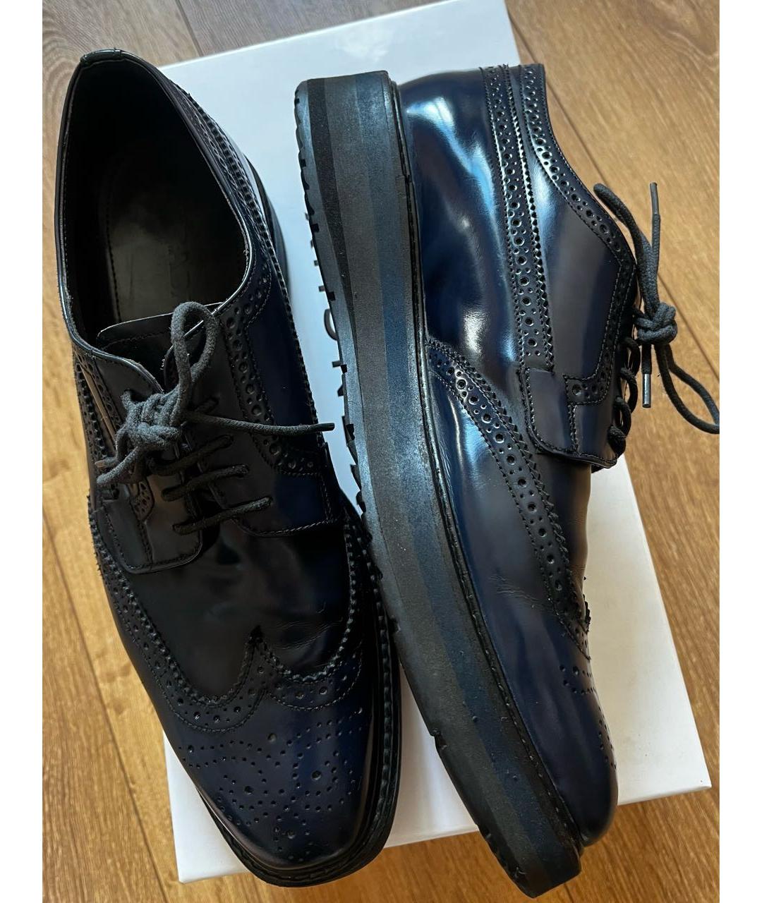 PRADA Темно-синие кожаные брогги и оксфорды, фото 5