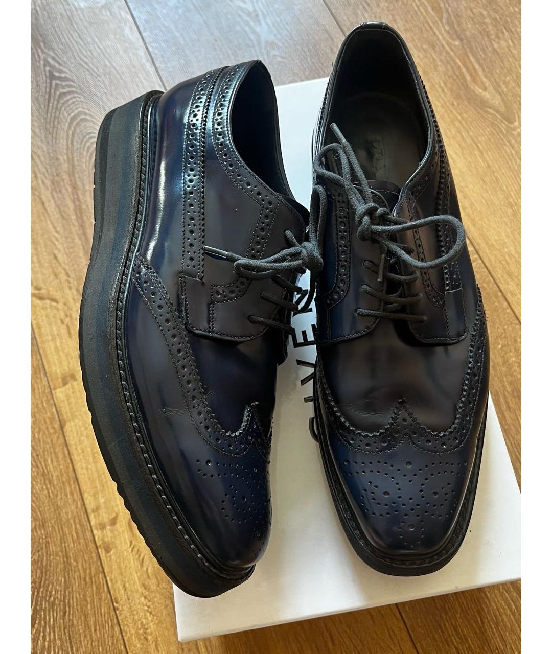 PRADA Темно-синие кожаные брогги и оксфорды, фото 3