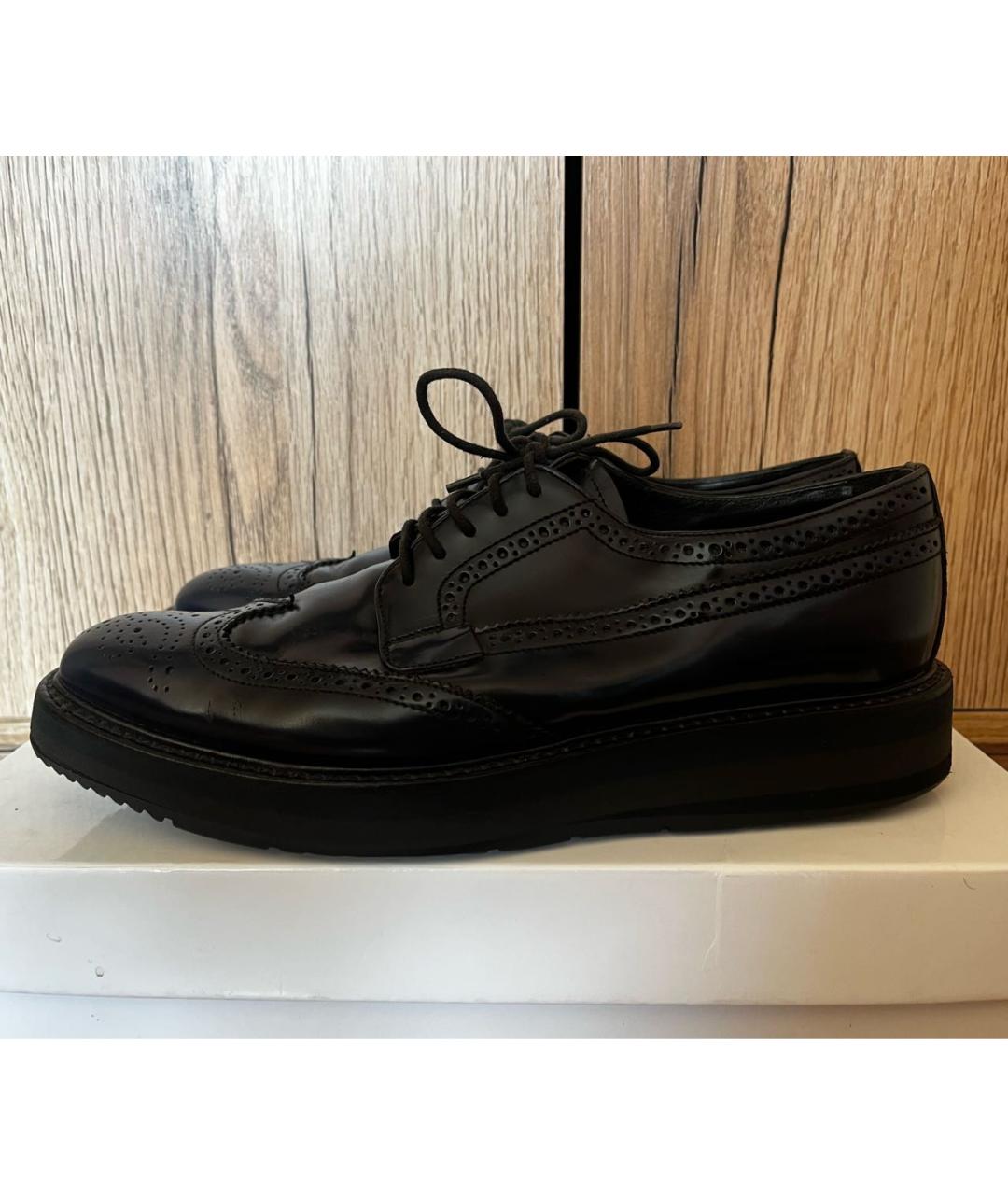 PRADA Темно-синие кожаные брогги и оксфорды, фото 9