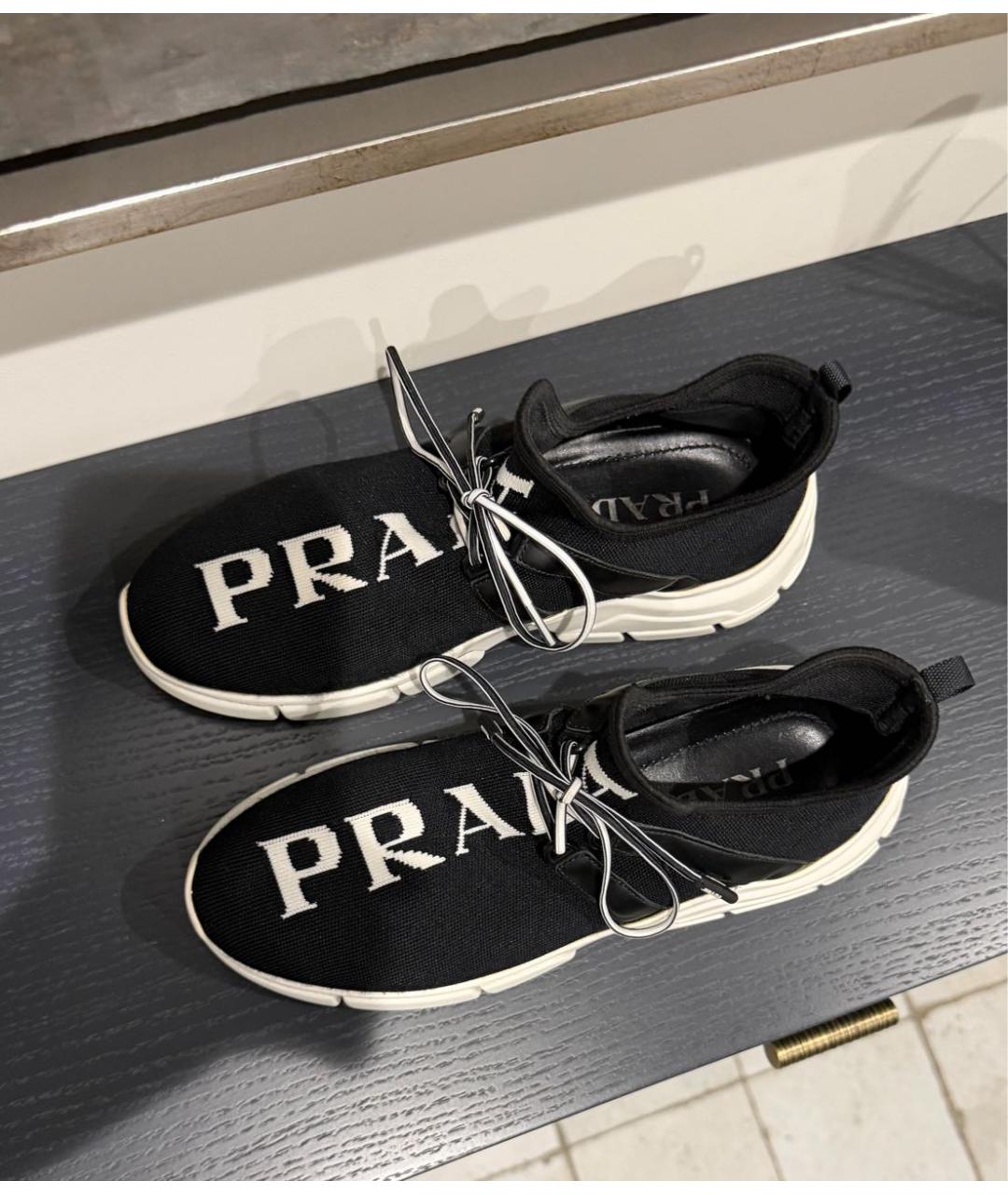 PRADA Черные текстильные кроссовки, фото 3