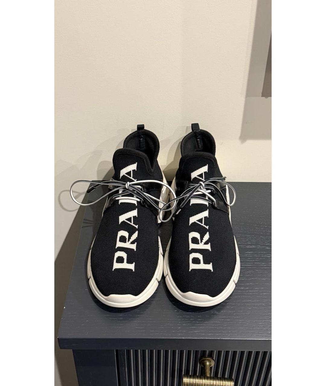 PRADA Черные текстильные кроссовки, фото 2