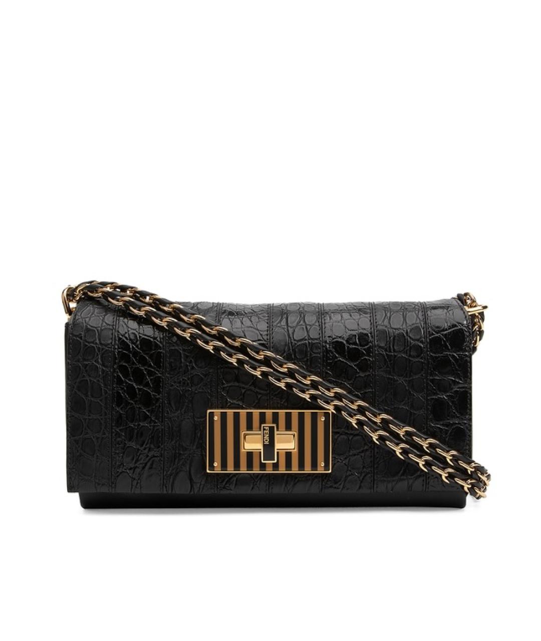 FENDI Черная кожаная сумка через плечо, фото 4