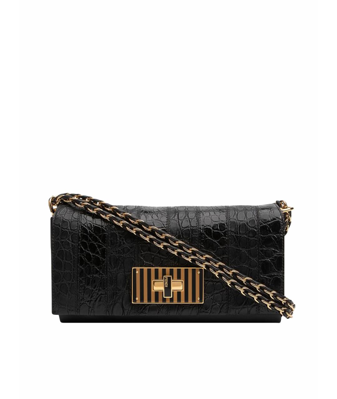 FENDI Черная кожаная сумка через плечо, фото 1