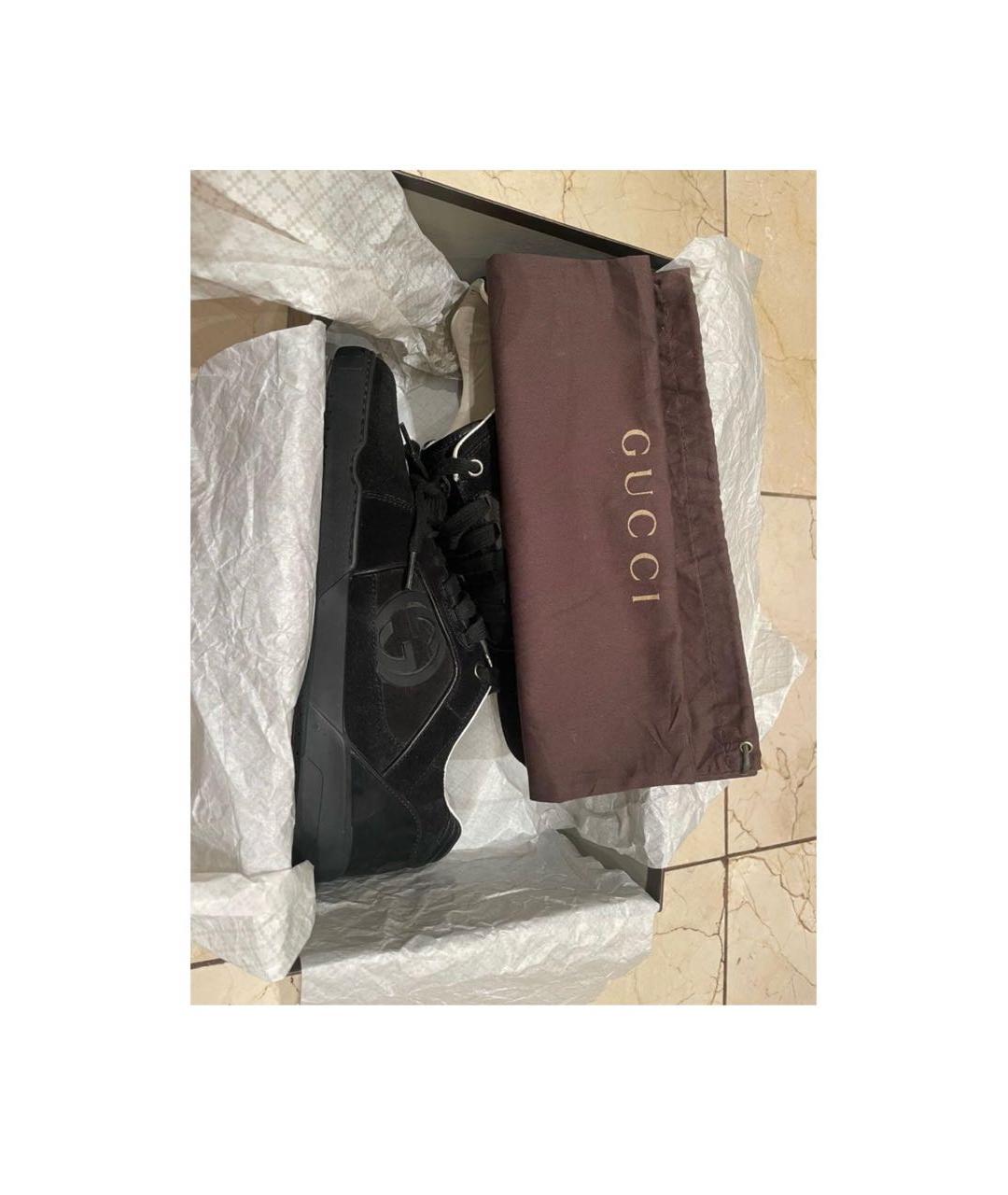 GUCCI Черные замшевые низкие кроссовки / кеды, фото 3