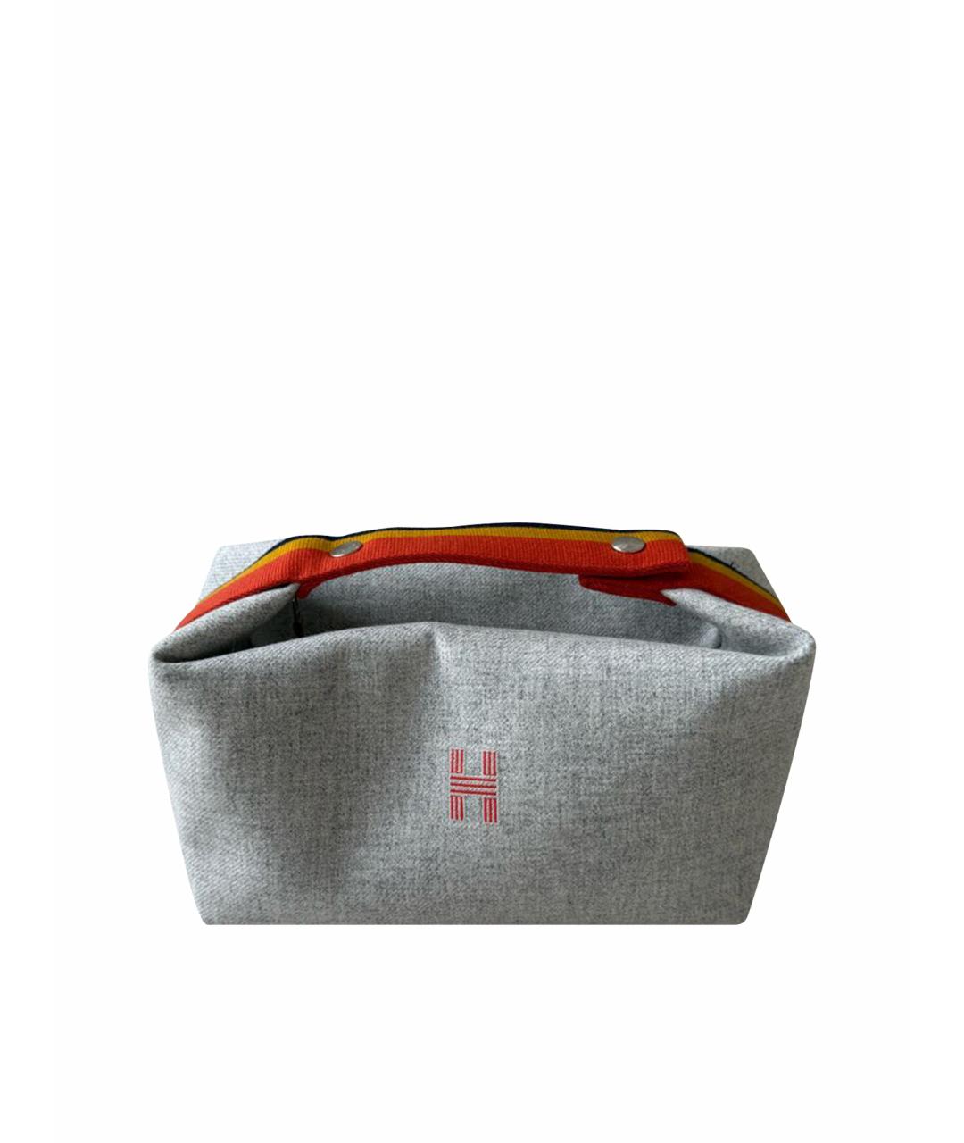 HERMES Серая шерстяная косметичка, фото 1