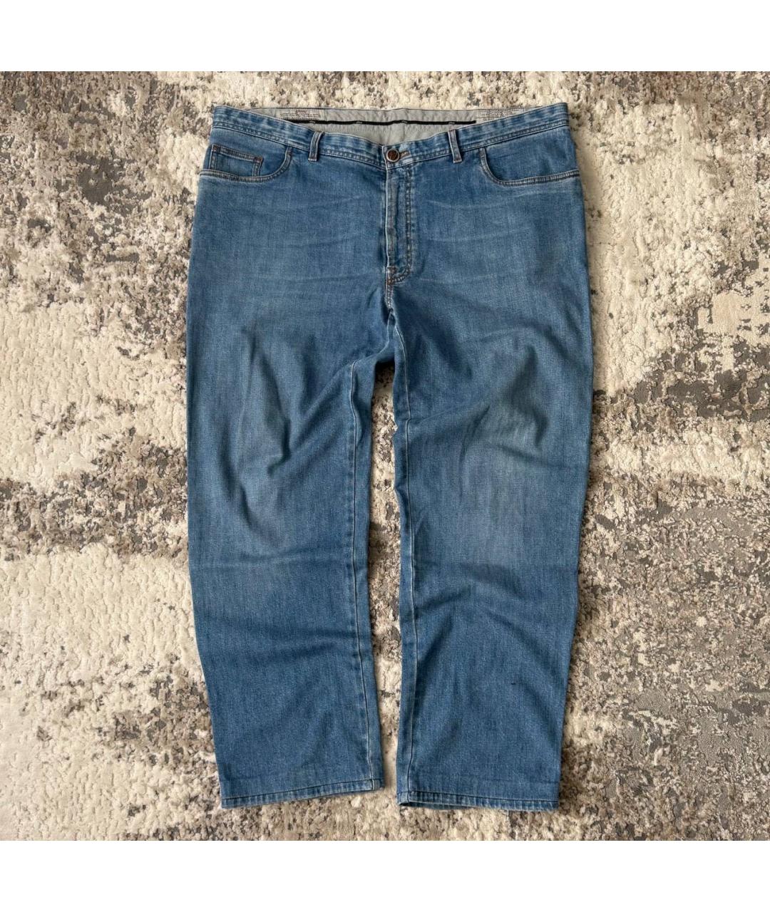 BRIONI Голубые хлопковые прямые джинсы, фото 2