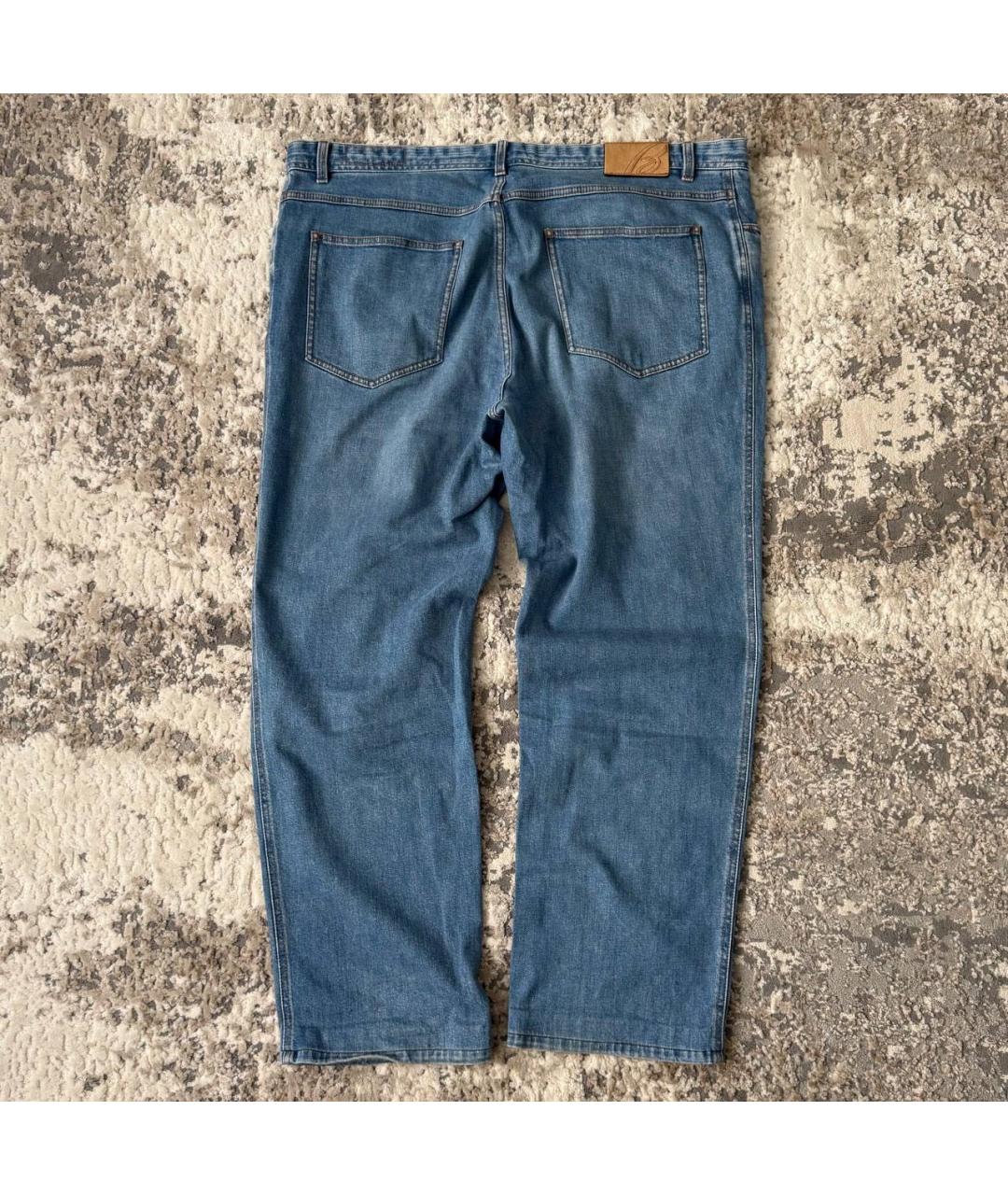 BRIONI Голубые хлопковые прямые джинсы, фото 9