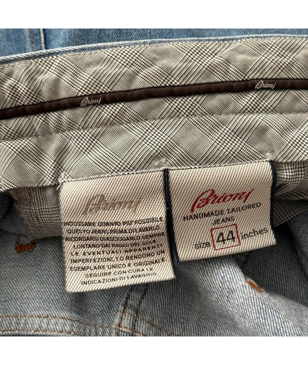 BRIONI Голубые хлопковые прямые джинсы, фото 6