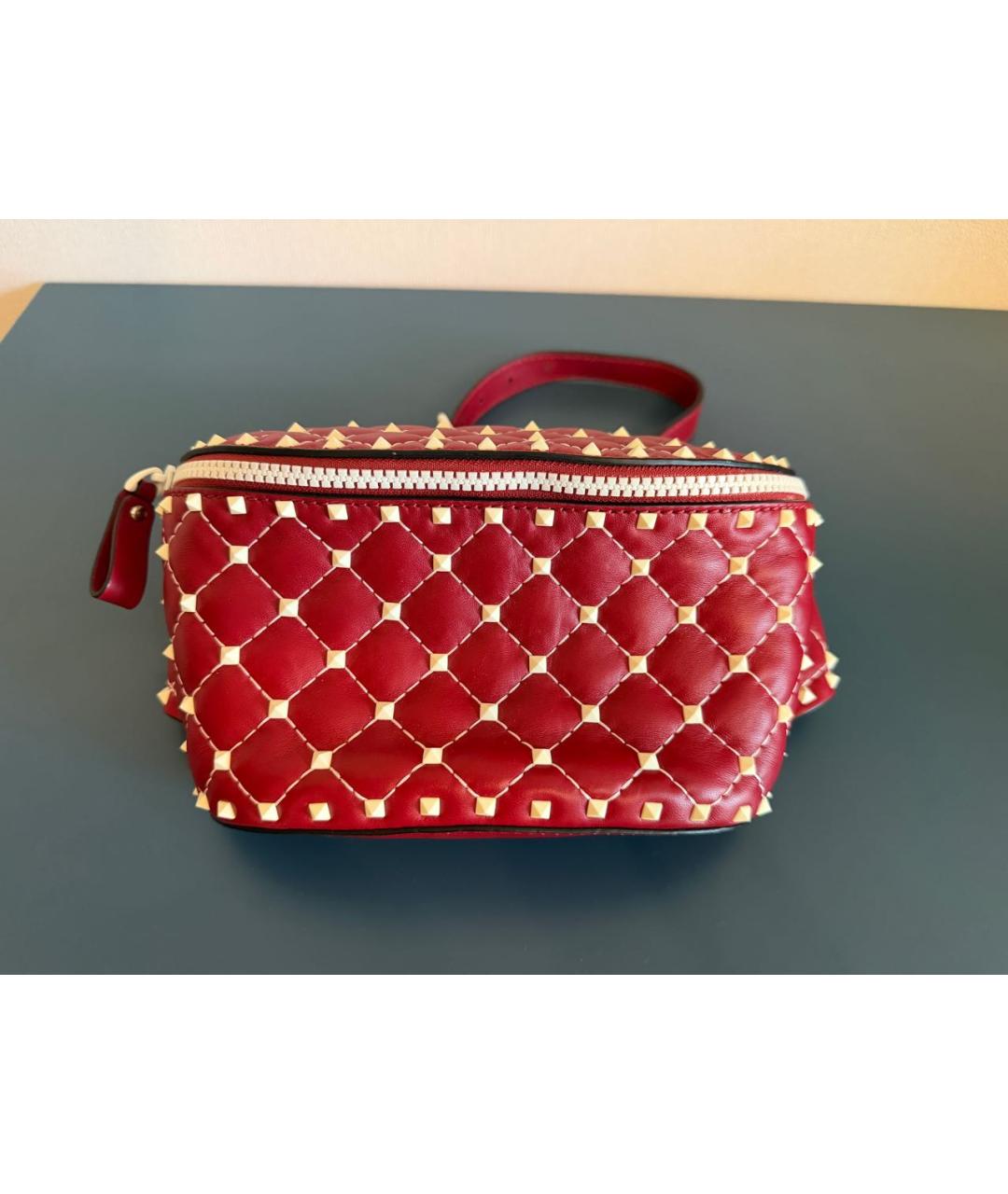 VALENTINO Бордовая кожаная поясная сумка, фото 5