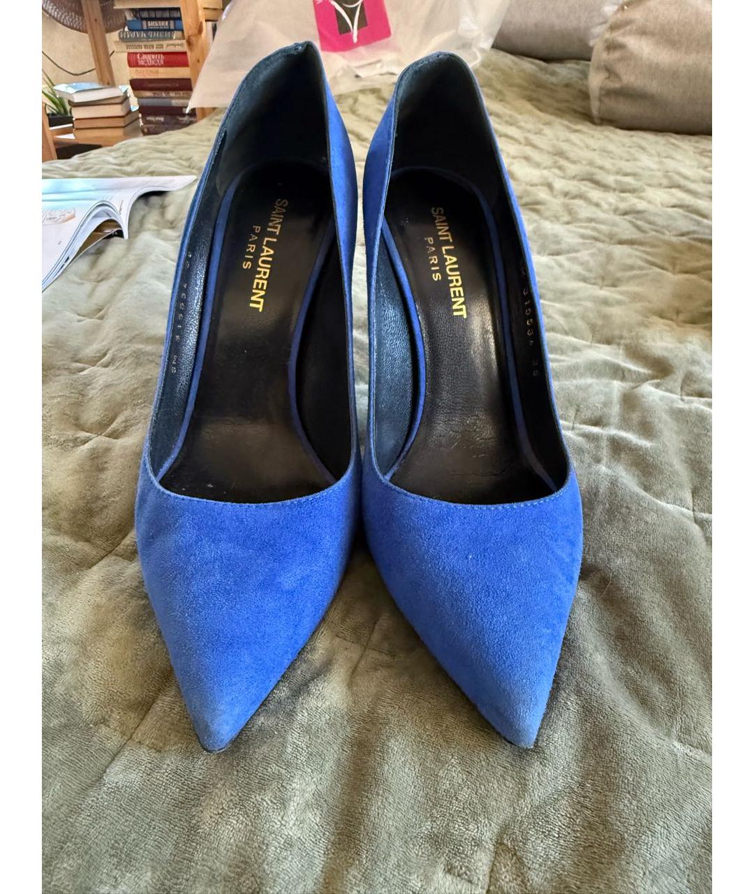 SAINT LAURENT Синие замшевые туфли, фото 2