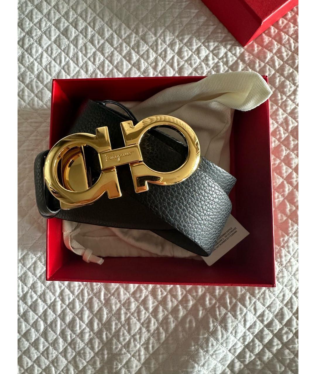 FERRAGAMO Антрацитовый кожаный ремень, фото 6