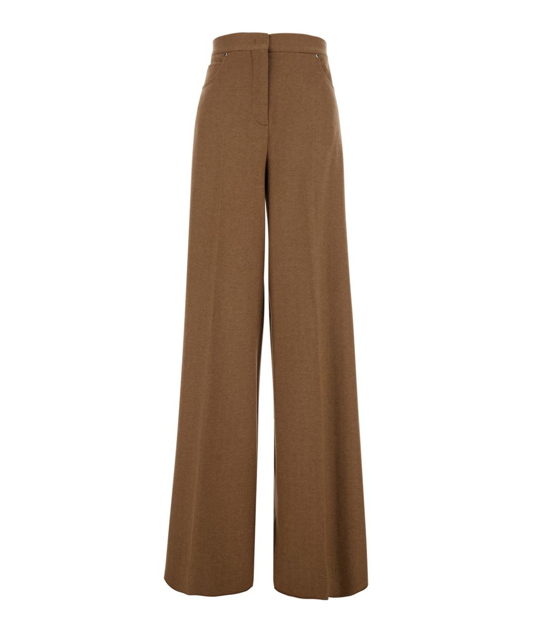 MAX MARA Коричневые шерстяные прямые брюки, фото 1
