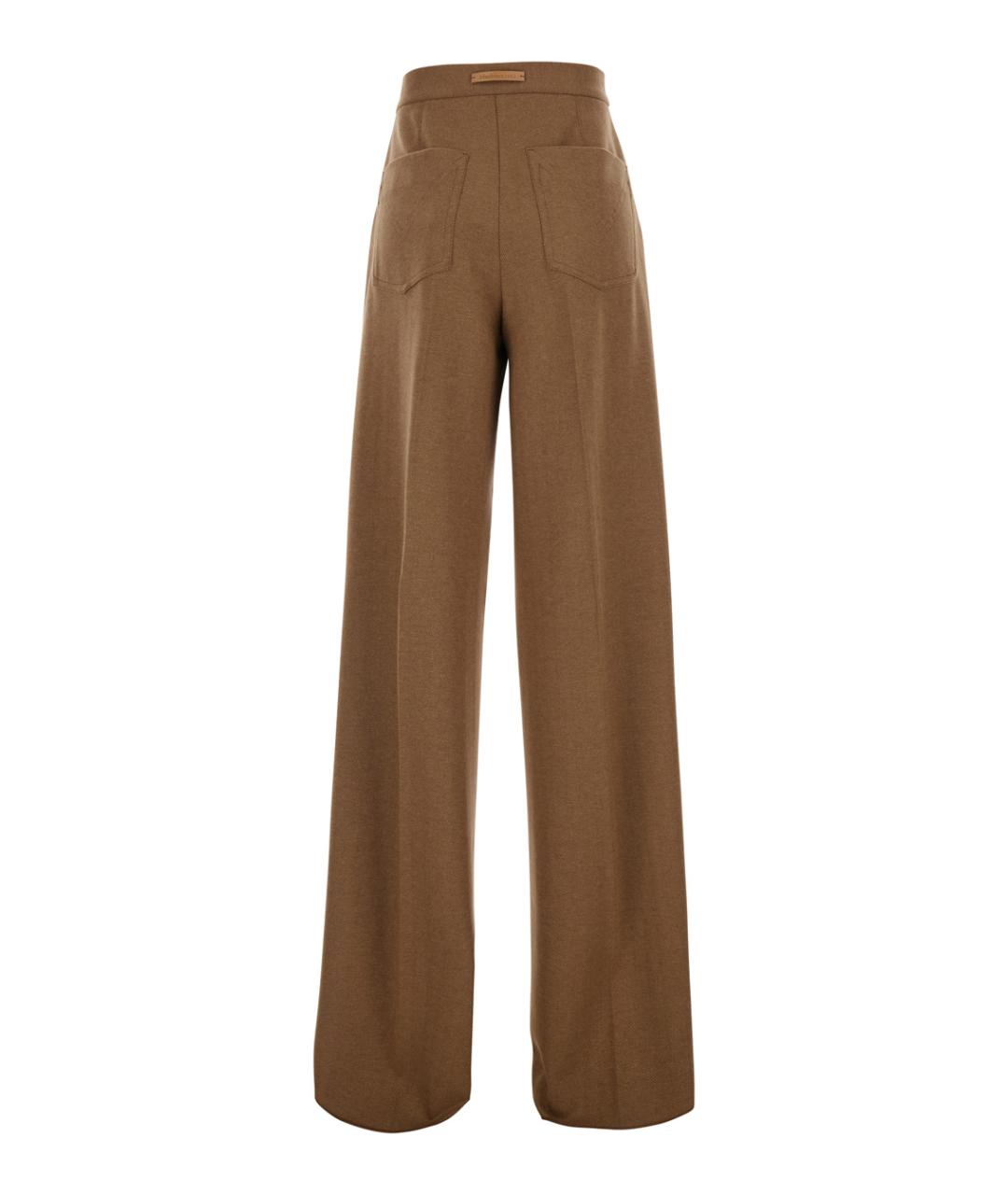 MAX MARA Коричневые шерстяные прямые брюки, фото 2