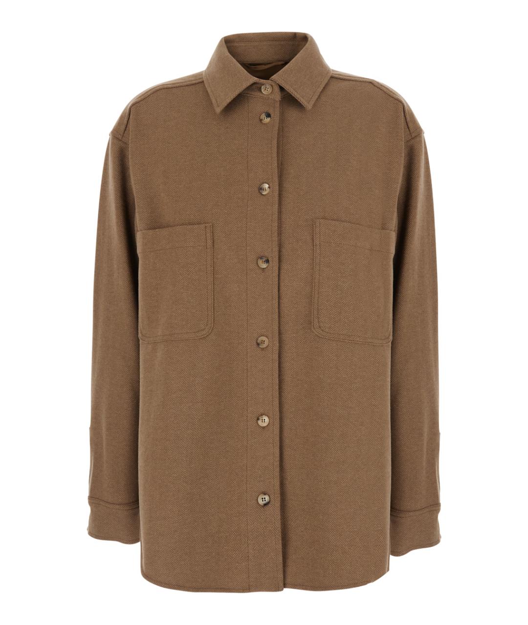 MAX MARA Коричневая шерстяная рубашка, фото 1