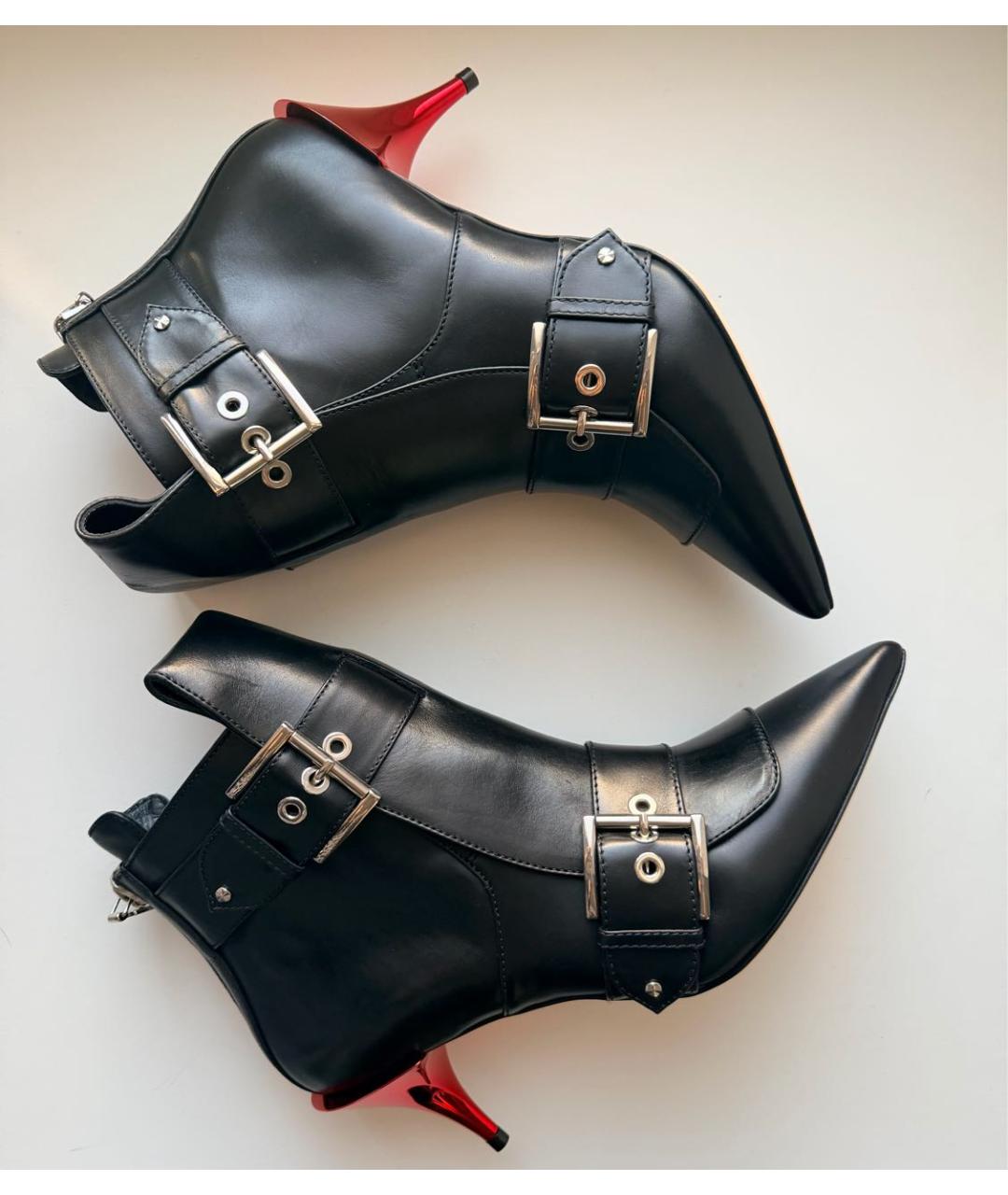 ALEXANDER MCQUEEN Черные кожаные ботильоны, фото 6