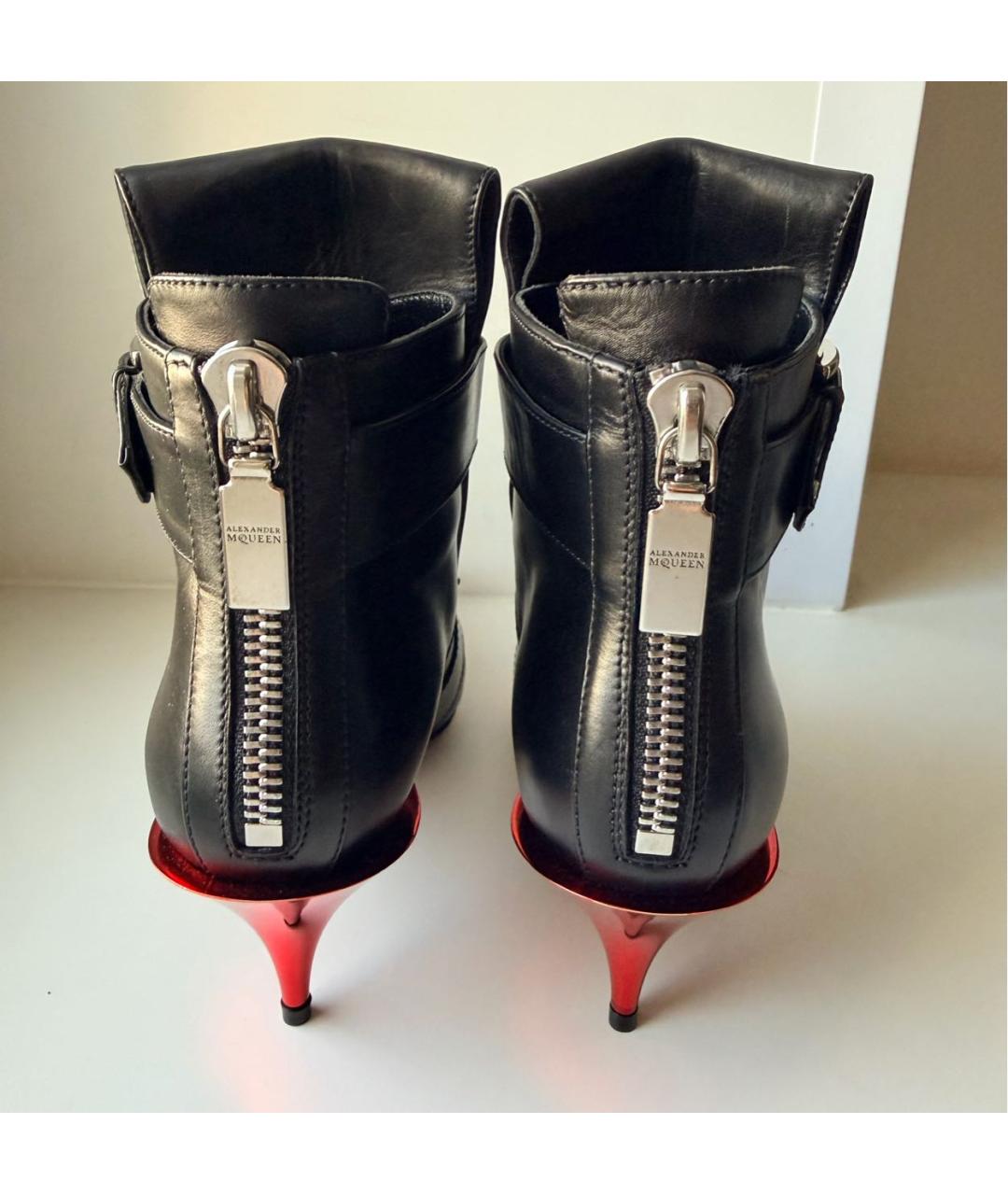 ALEXANDER MCQUEEN Черные кожаные ботильоны, фото 4