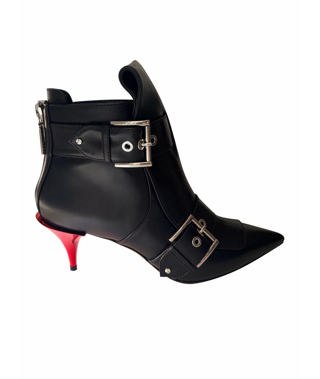 ALEXANDER MCQUEEN Черные кожаные ботильоны, фото 1