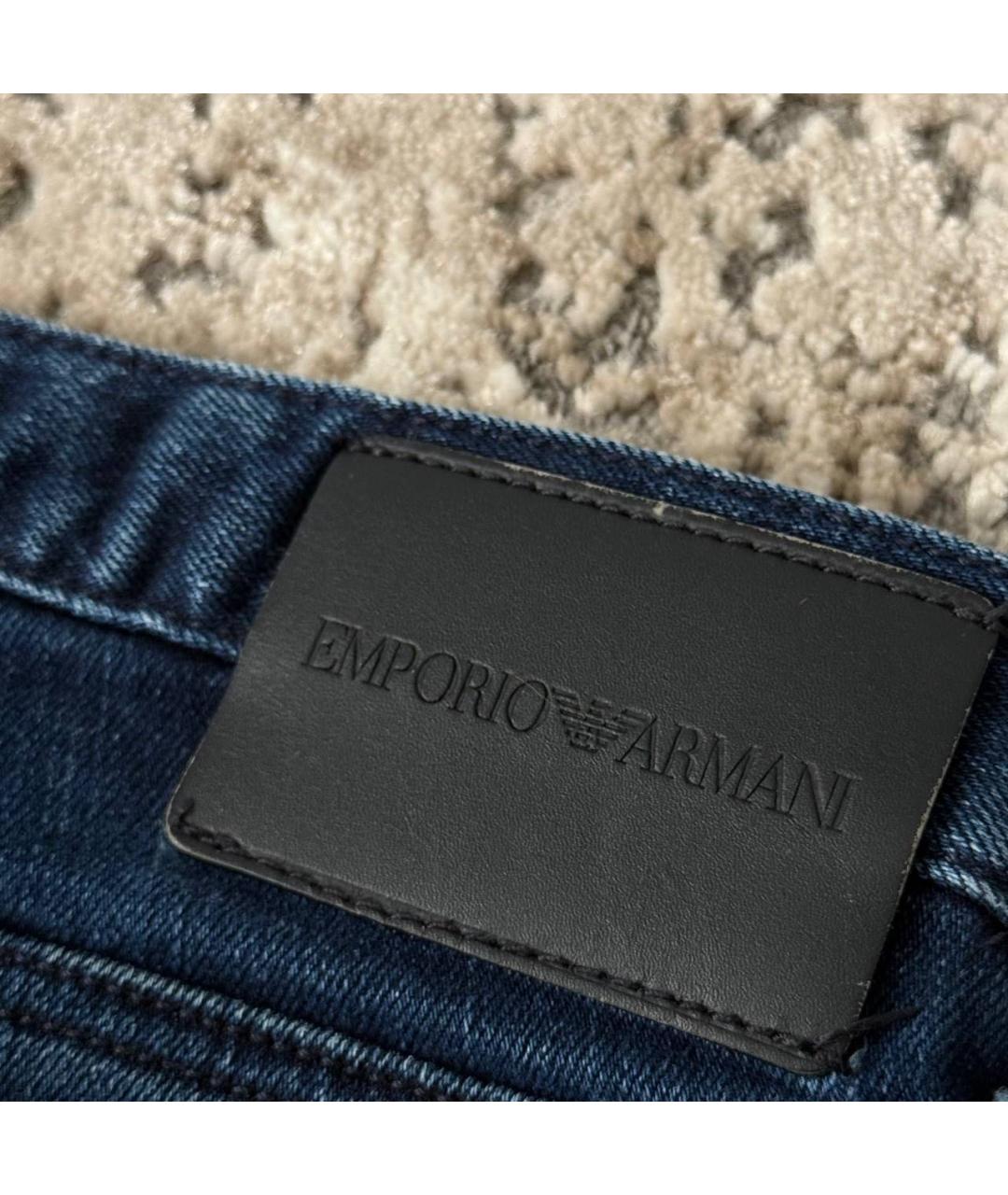EMPORIO ARMANI Темно-синие хлопковые прямые джинсы, фото 3