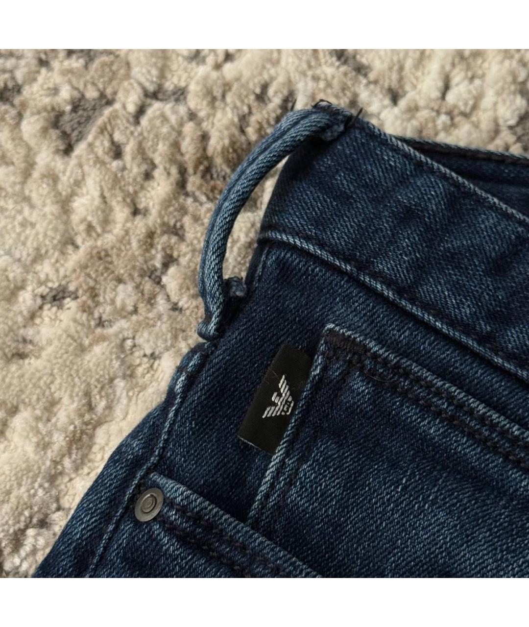 EMPORIO ARMANI Темно-синие хлопковые прямые джинсы, фото 5