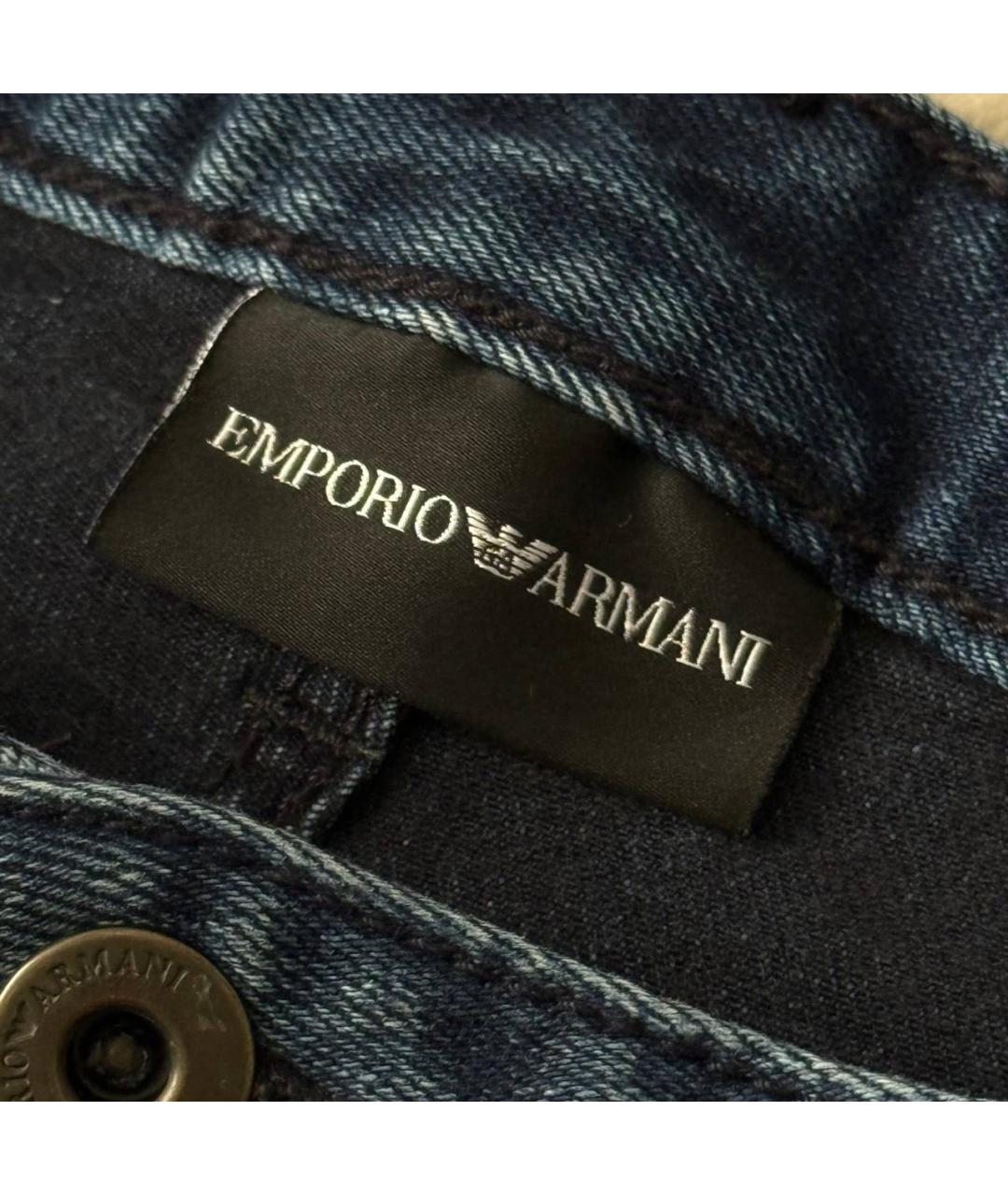 EMPORIO ARMANI Темно-синие хлопковые прямые джинсы, фото 7